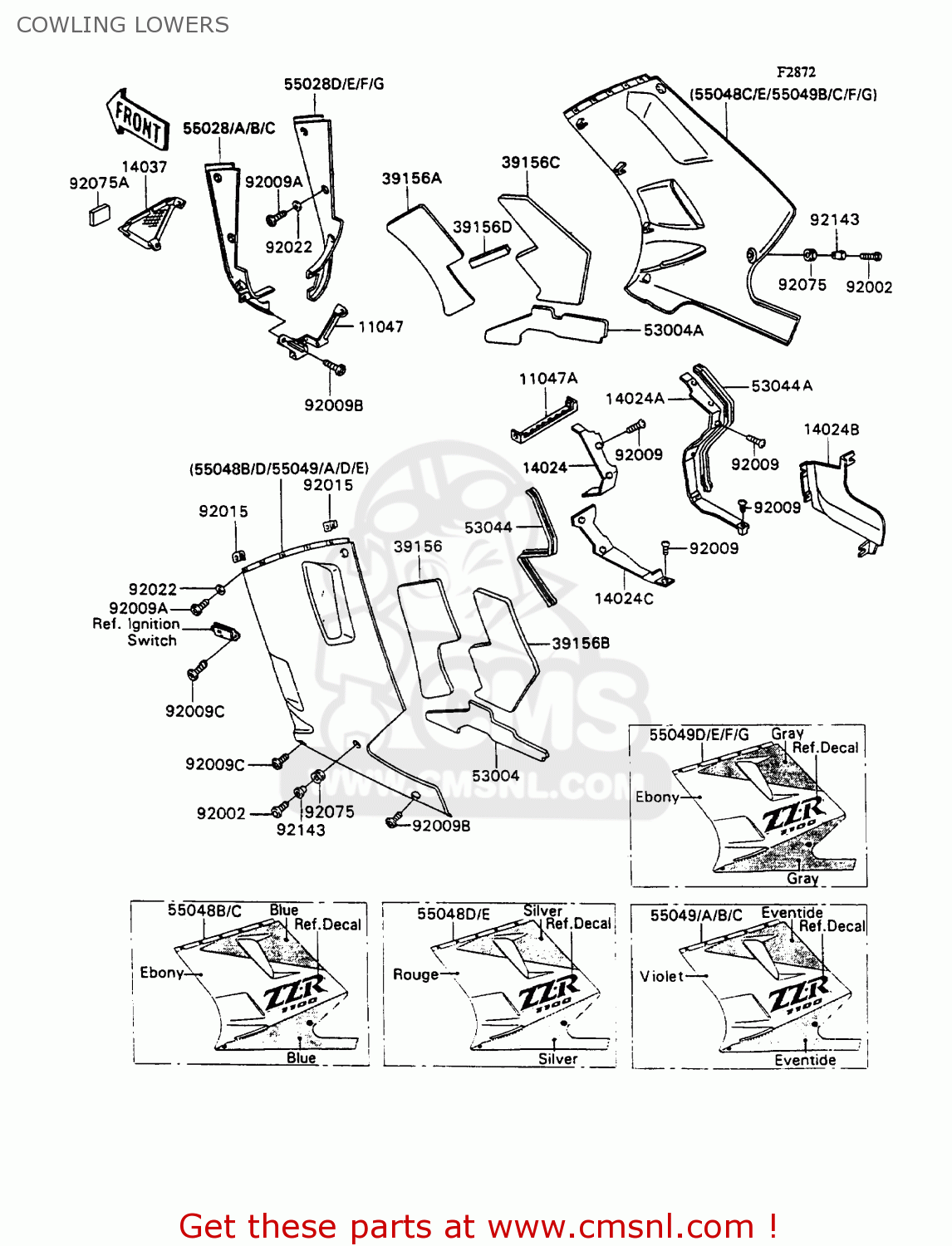 COWLING LOWERS ZX1100C2A ZZR1100 1991 UNITED KINGDOM FG