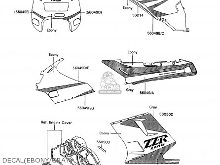 DECAL(EBONY/GRAY) - ZX1100C2A ZZR1100 1991 UNITED KINGDOM FG