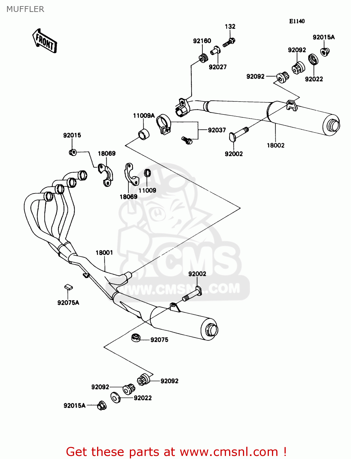 MUFFLER ZX1100C3 ZX11 1992 USA CALIFORNIA CANADA