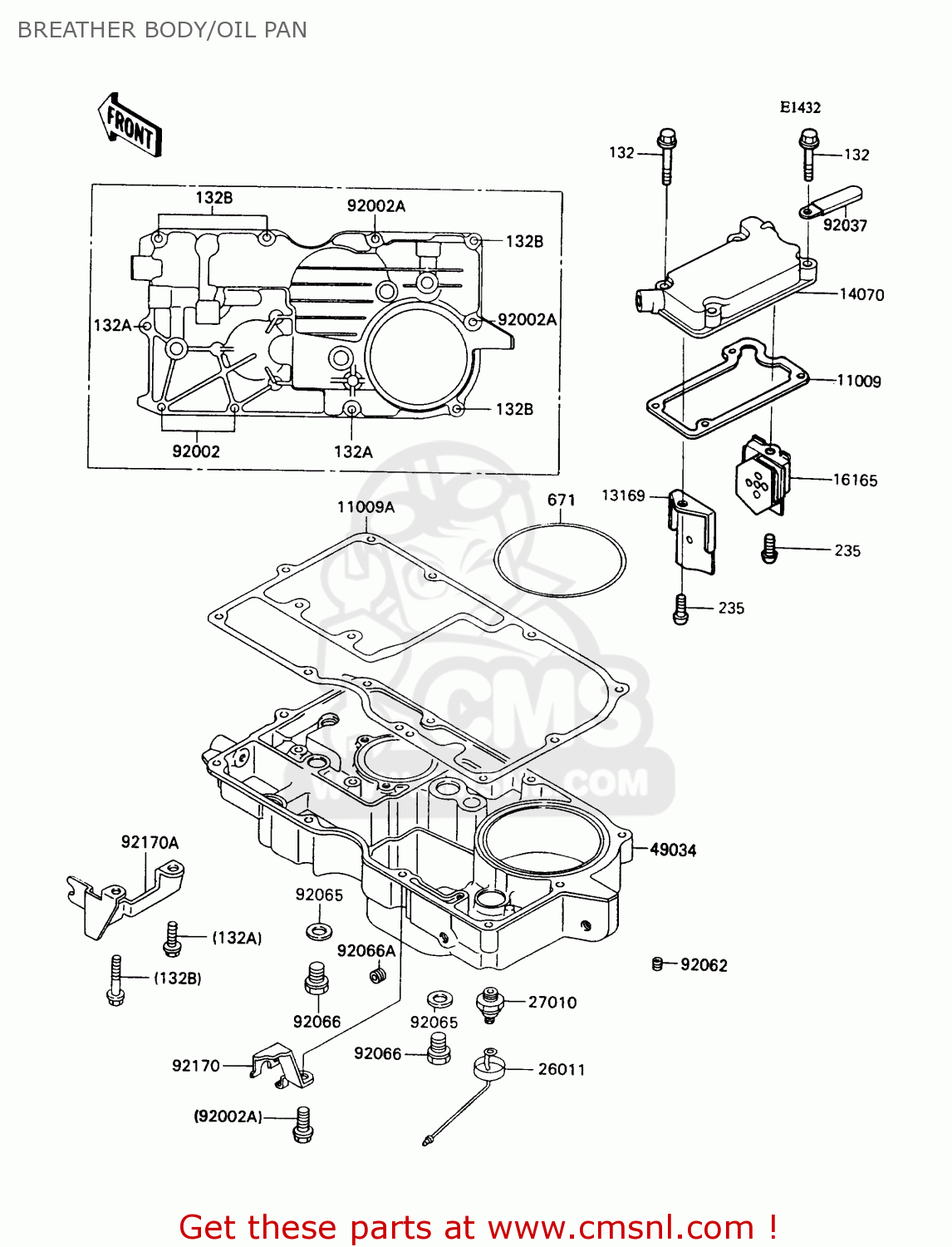 BREATHER BODY/OIL PAN ZX1100C3 ZX11 1992 USA CALIFORNIA CANADA