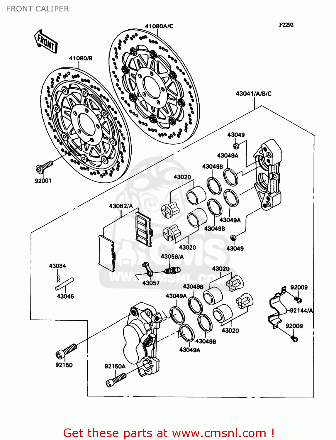 FRONT CALIPER ZX1100C3 ZX11 1992 USA CALIFORNIA CANADA