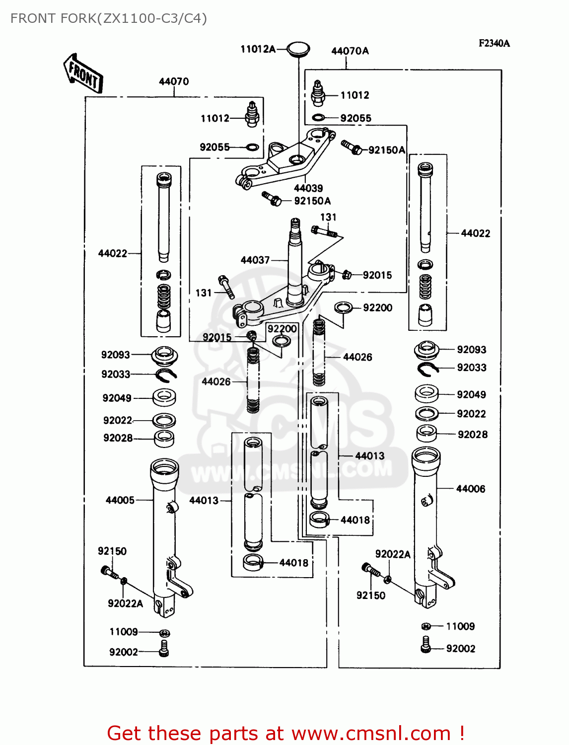 FRONT FORK(ZX1100-C3/C4) ZX1100C3 ZX11 1992 USA CALIFORNIA CANADA