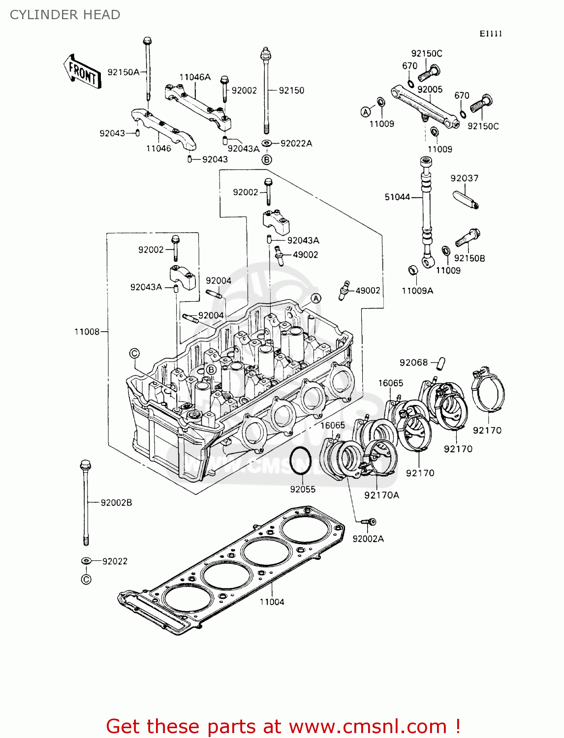 CYLINDER HEAD ZX1100C3 ZZR1100 1992 EUROPE UK FR AR FG GR IT NR SD SP ST