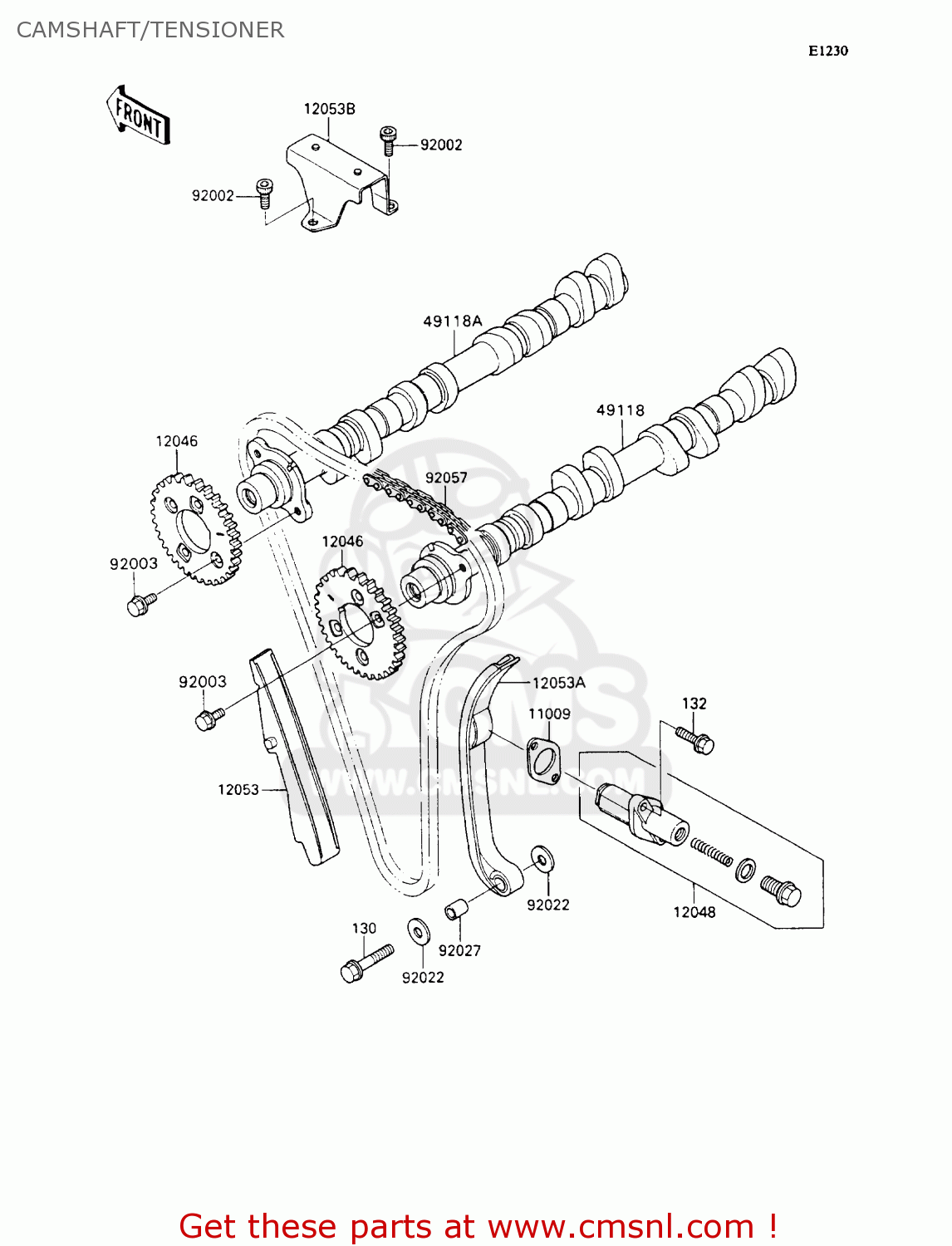 CAMSHAFT/TENSIONER ZX1100C3 ZZR1100 1992 EUROPE UK FR AR FG GR IT NR SD SP ST