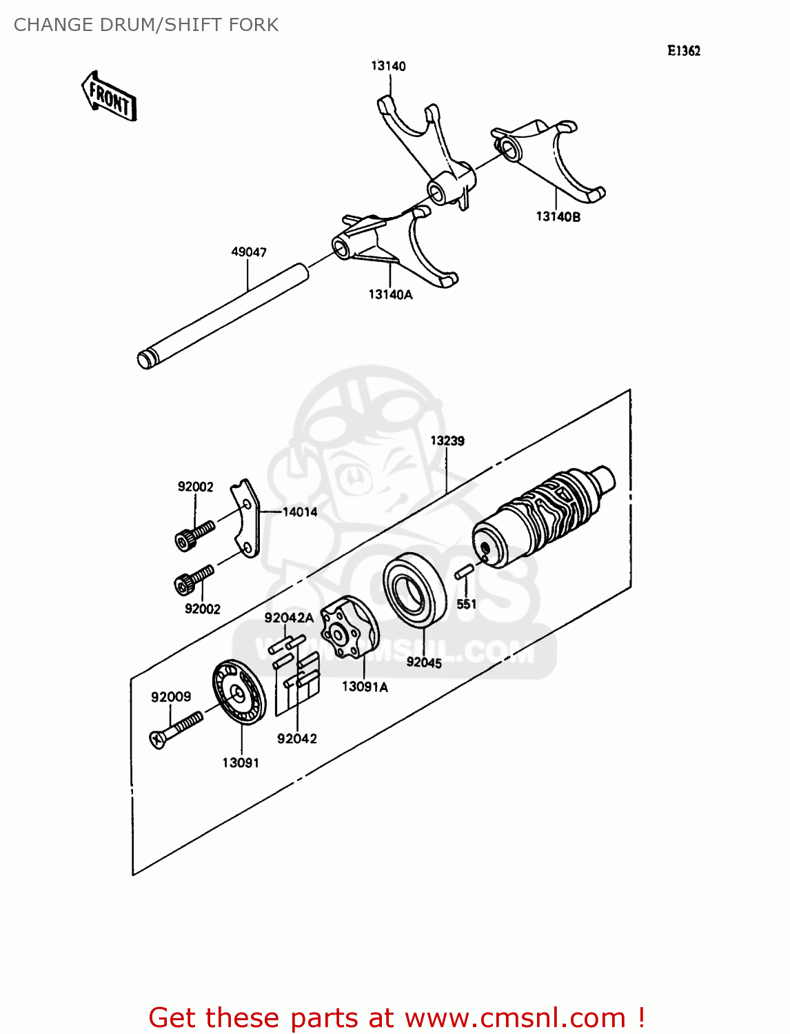 CHANGE DRUM/SHIFT FORK ZX1100C3 ZZR1100 1992 EUROPE UK FR AR FG GR IT NR SD SP ST