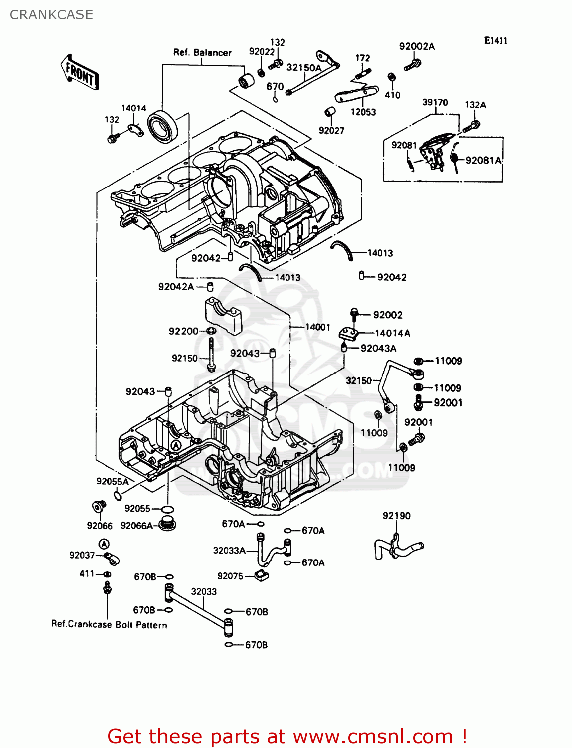 CRANKCASE ZX1100C3 ZZR1100 1992 EUROPE UK FR AR FG GR IT NR SD SP ST