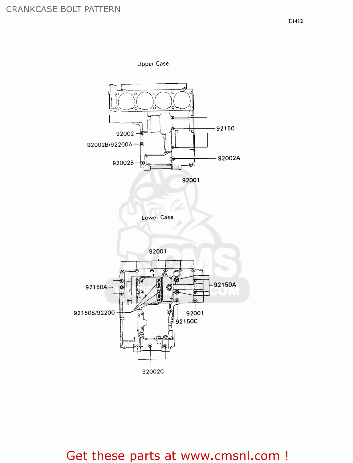 CRANKCASE BOLT PATTERN ZX1100C3 ZZR1100 1992 EUROPE UK FR AR FG GR IT NR SD SP ST