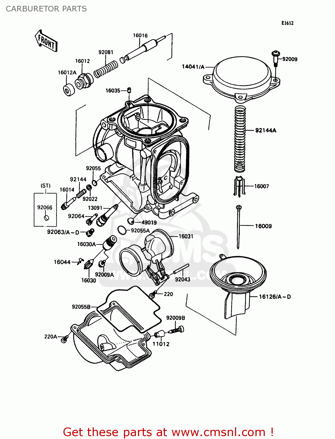 CARBURETOR PARTS ZX1100C3 ZZR1100 1992 EUROPE UK FR AR FG GR IT NR SD SP ST