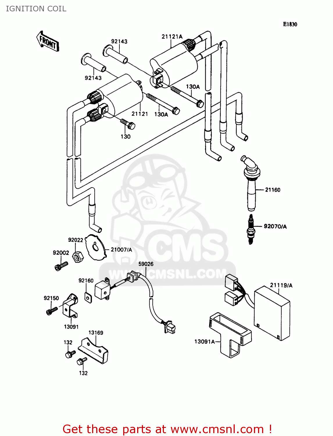 IGNITION COIL ZX1100C3 ZZR1100 1992 EUROPE UK FR AR FG GR IT NR SD SP ST