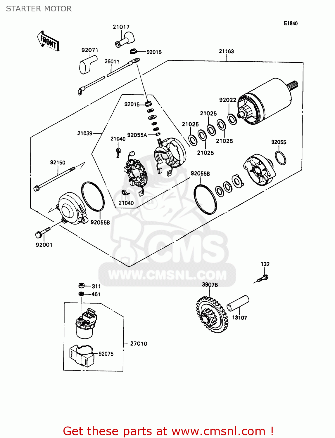STARTER MOTOR ZX1100C3 ZZR1100 1992 EUROPE UK FR AR FG GR IT NR SD SP ST