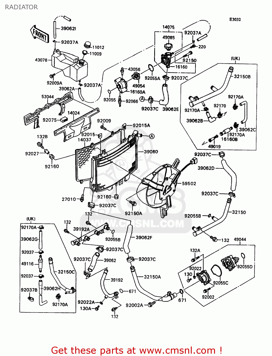 RADIATOR ZX1100C3 ZZR1100 1992 EUROPE UK FR AR FG GR IT NR SD SP ST