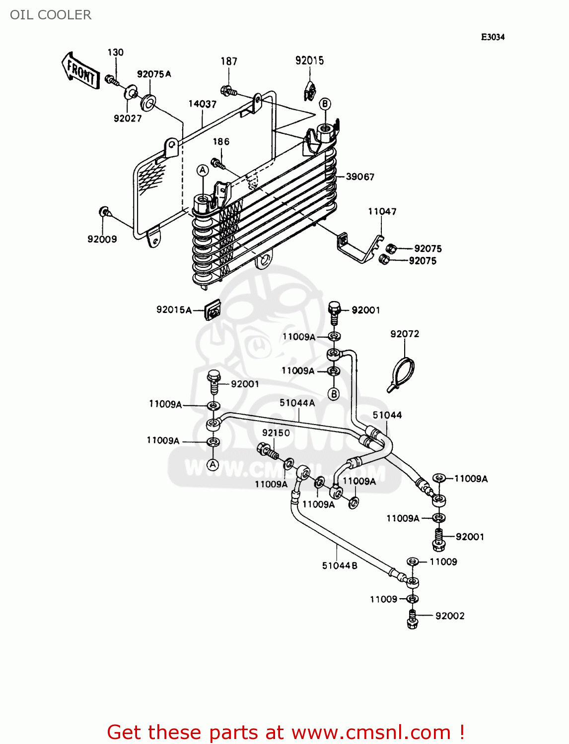 OIL COOLER ZX1100C3 ZZR1100 1992 EUROPE UK FR AR FG GR IT NR SD SP ST