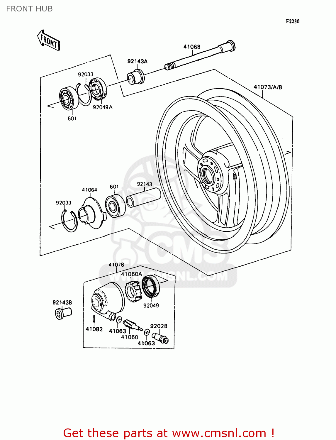 FRONT HUB ZX1100C3 ZZR1100 1992 EUROPE UK FR AR FG GR IT NR SD SP ST