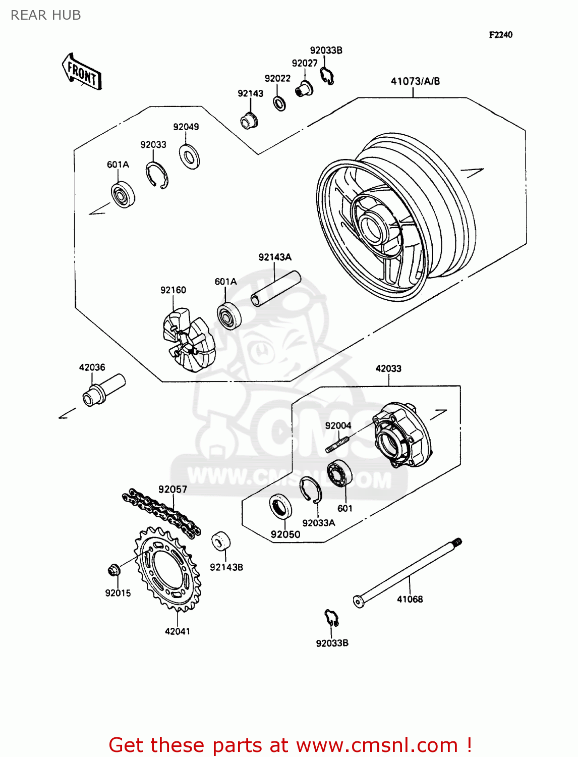 REAR HUB ZX1100C3 ZZR1100 1992 EUROPE UK FR AR FG GR IT NR SD SP ST