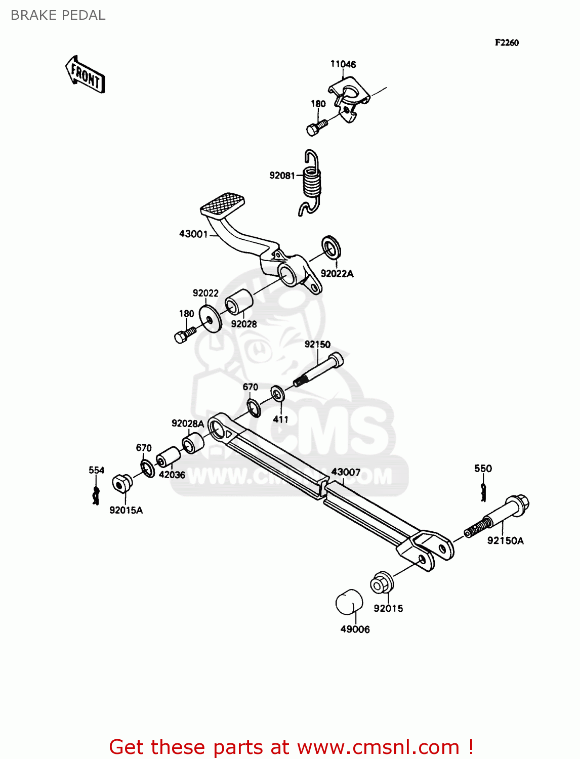 BRAKE PEDAL ZX1100C3 ZZR1100 1992 EUROPE UK FR AR FG GR IT NR SD SP ST