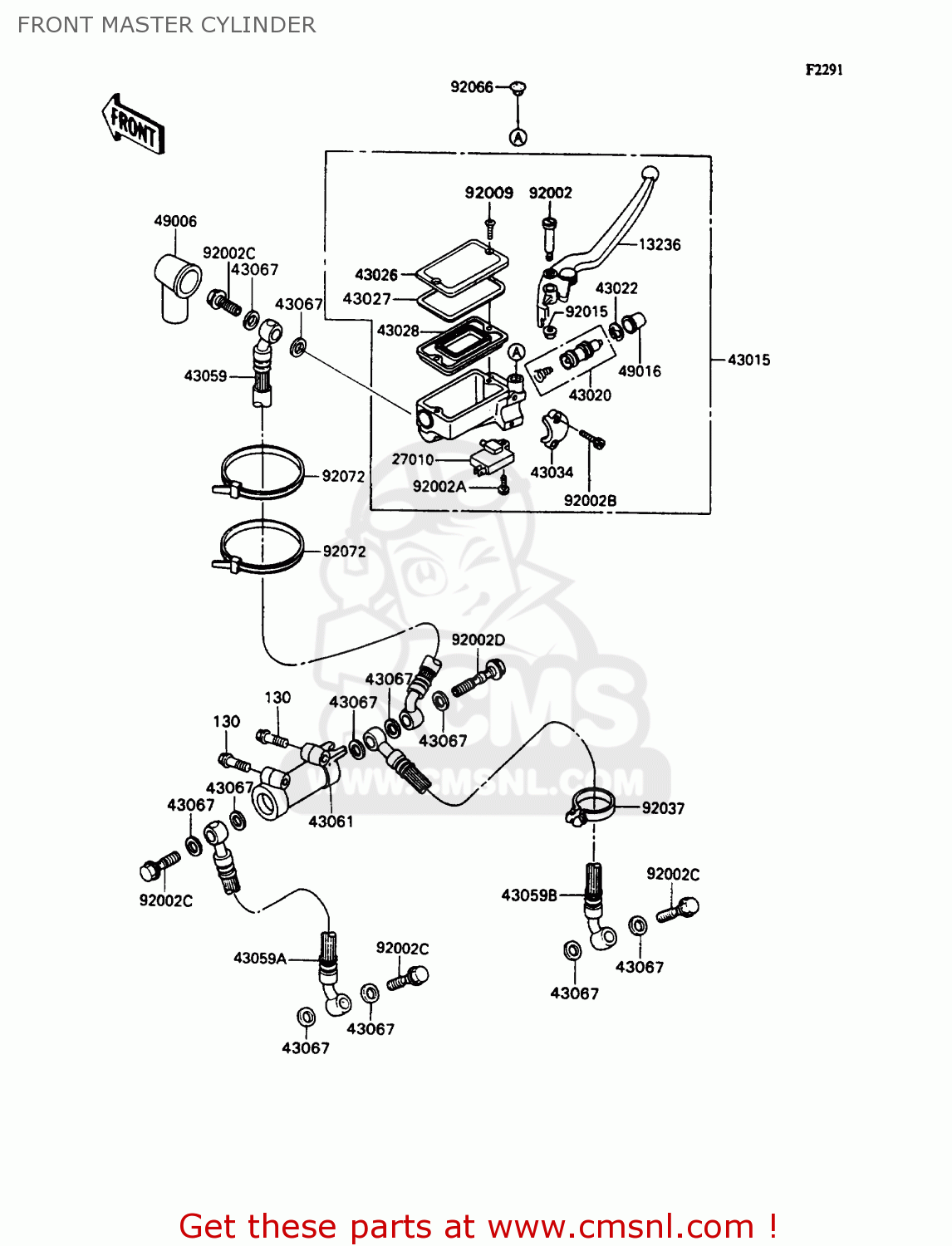 FRONT MASTER CYLINDER ZX1100C3 ZZR1100 1992 EUROPE UK FR AR FG GR IT NR SD SP ST