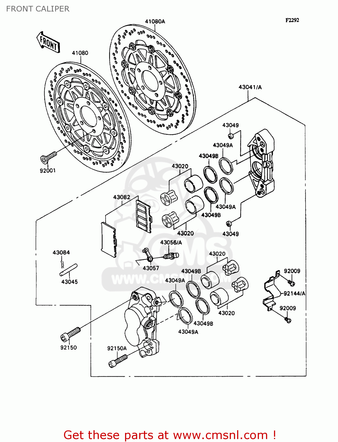 FRONT CALIPER ZX1100C3 ZZR1100 1992 EUROPE UK FR AR FG GR IT NR SD SP ST