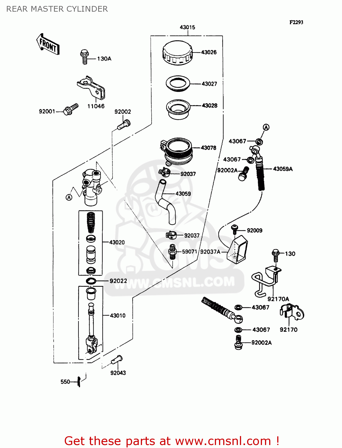 REAR MASTER CYLINDER ZX1100C3 ZZR1100 1992 EUROPE UK FR AR FG GR IT NR SD SP ST
