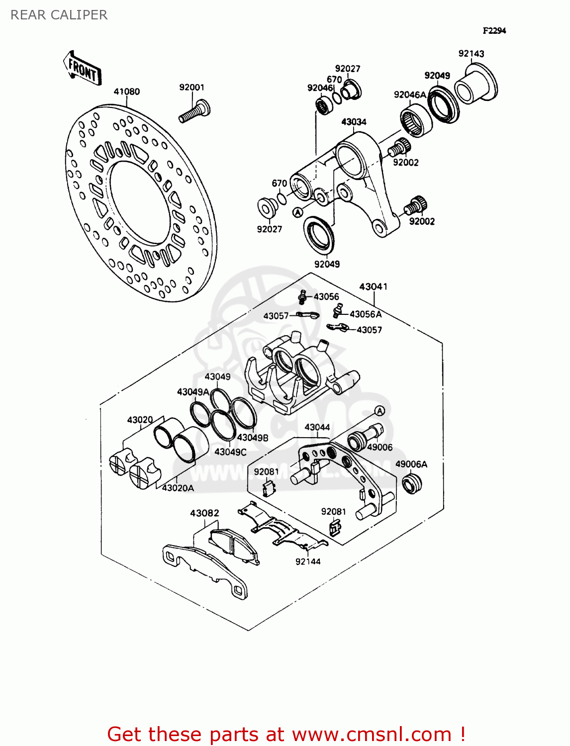REAR CALIPER ZX1100C3 ZZR1100 1992 EUROPE UK FR AR FG GR IT NR SD SP ST