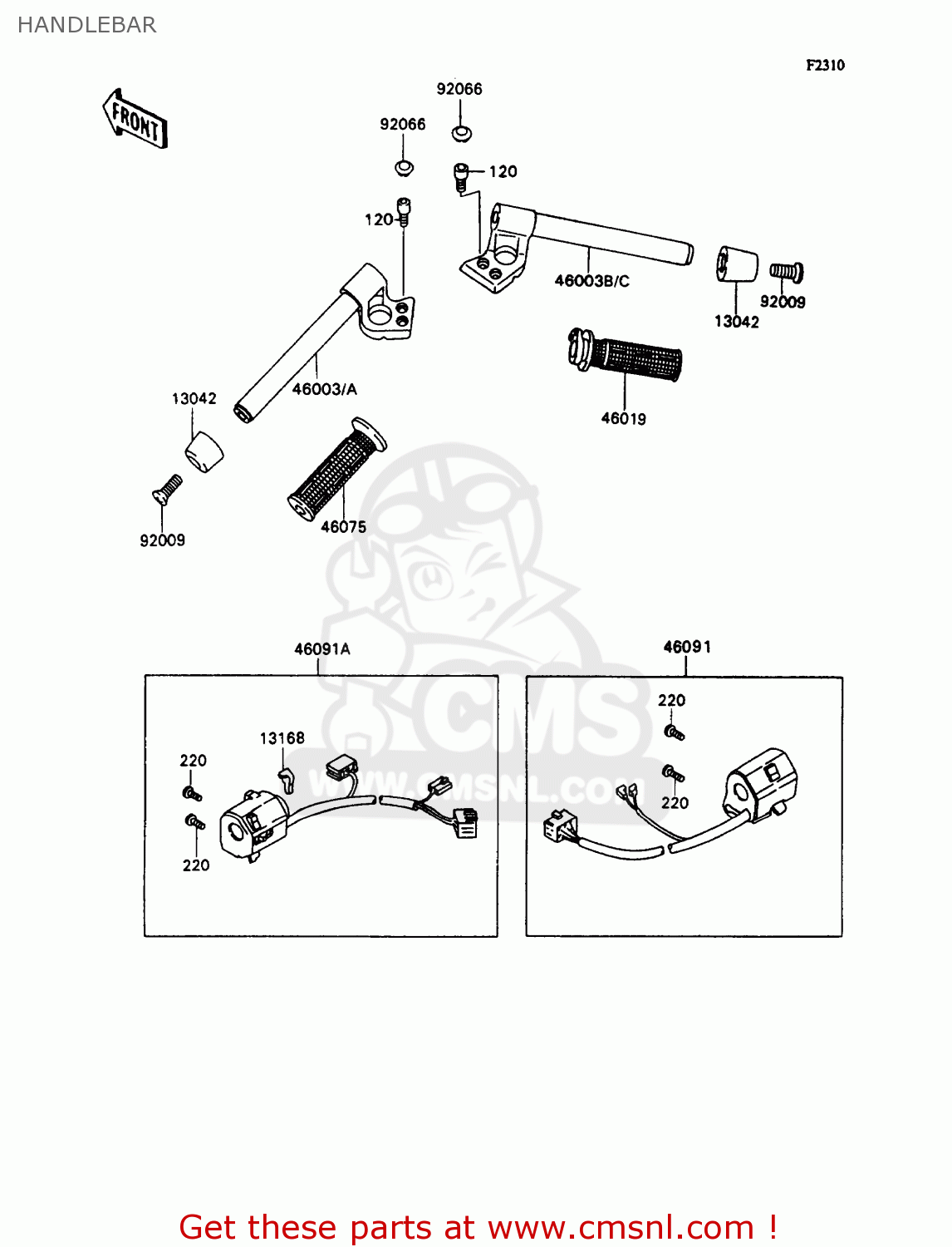 HANDLEBAR ZX1100C3 ZZR1100 1992 EUROPE UK FR AR FG GR IT NR SD SP ST