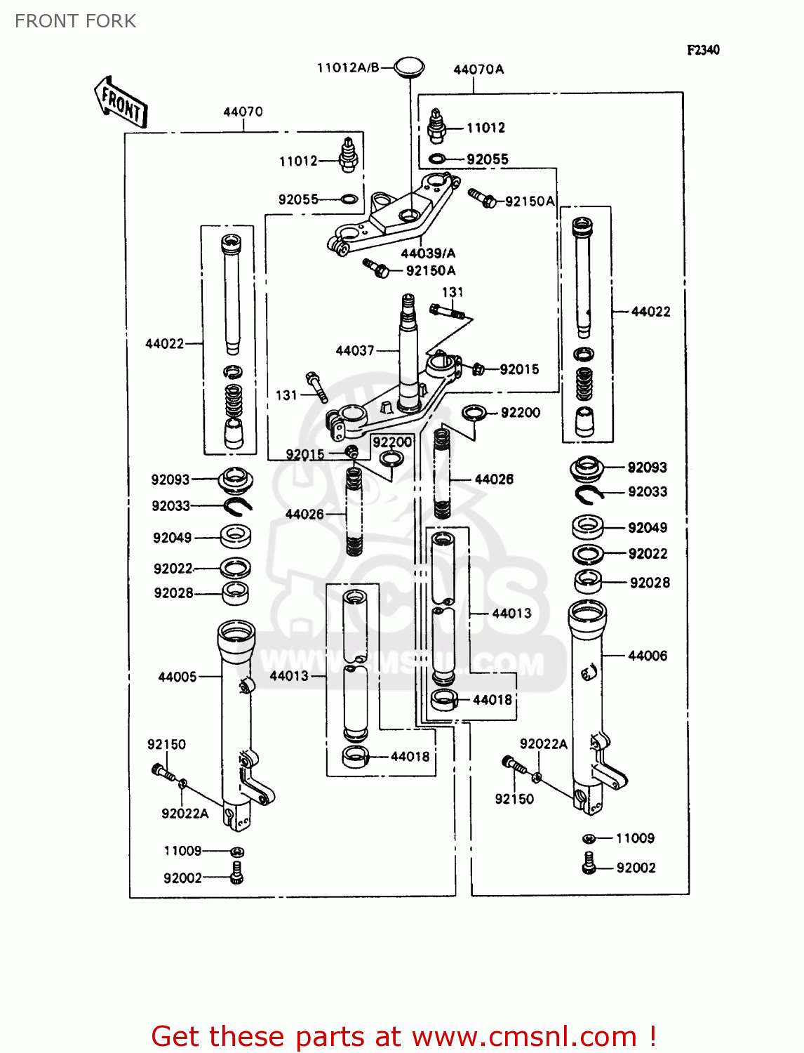 FRONT FORK ZX1100C3 ZZR1100 1992 EUROPE UK FR AR FG GR IT NR SD SP ST
