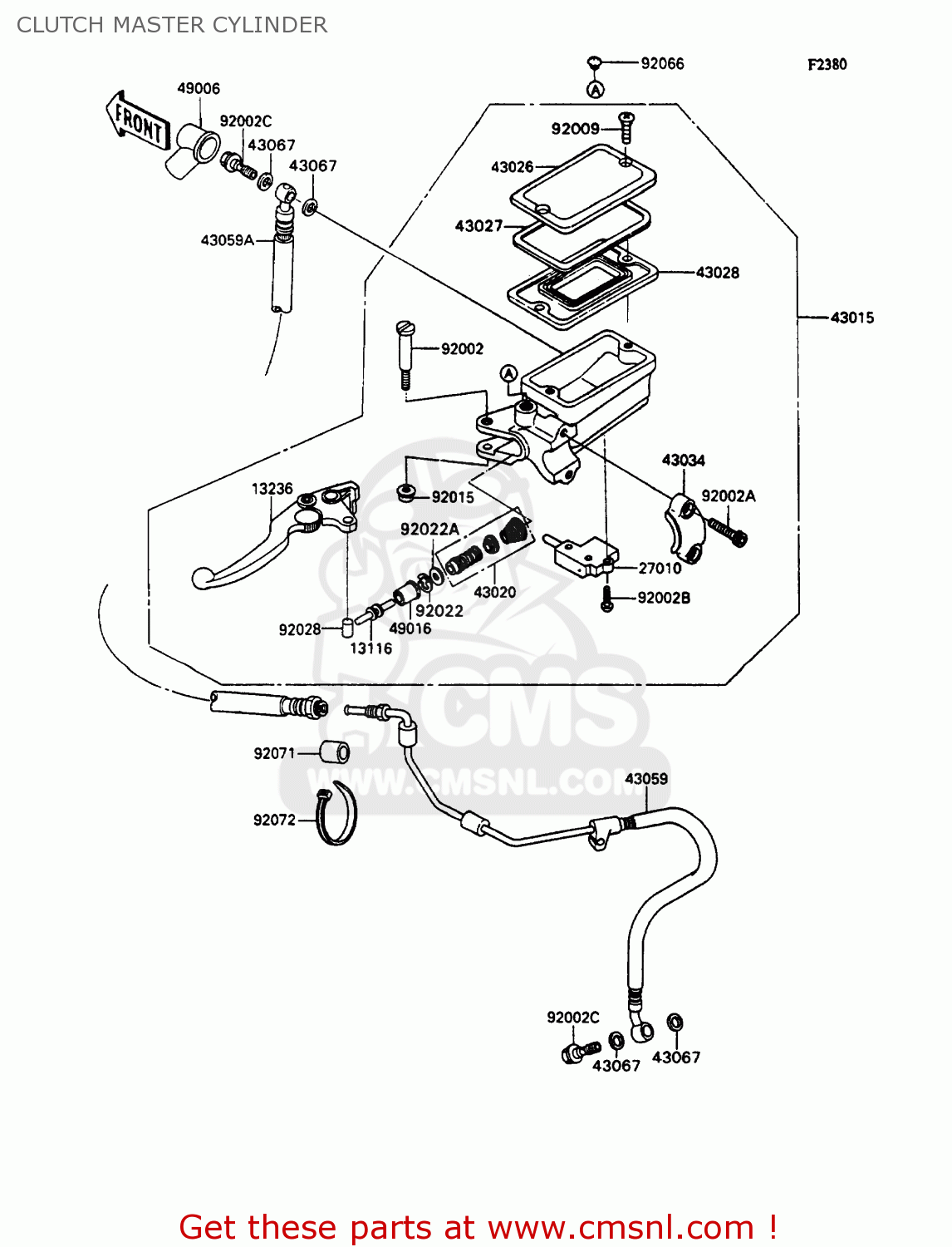 CLUTCH MASTER CYLINDER ZX1100C3 ZZR1100 1992 EUROPE UK FR AR FG GR IT NR SD SP ST