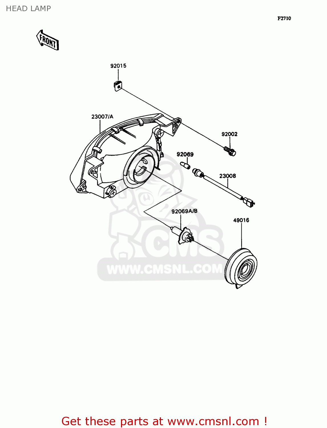 HEAD LAMP ZX1100C3 ZZR1100 1992 EUROPE UK FR AR FG GR IT NR SD SP ST