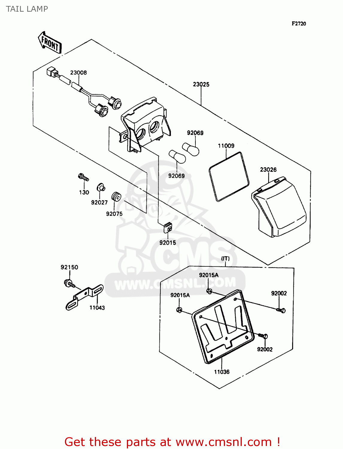 TAIL LAMP ZX1100C3 ZZR1100 1992 EUROPE UK FR AR FG GR IT NR SD SP ST