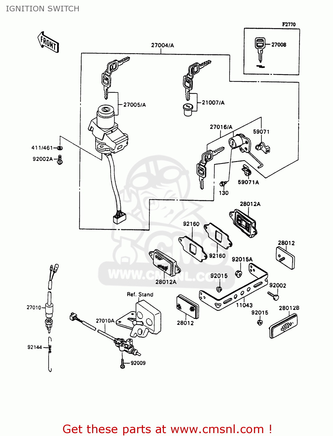 IGNITION SWITCH ZX1100C3 ZZR1100 1992 EUROPE UK FR AR FG GR IT NR SD SP ST