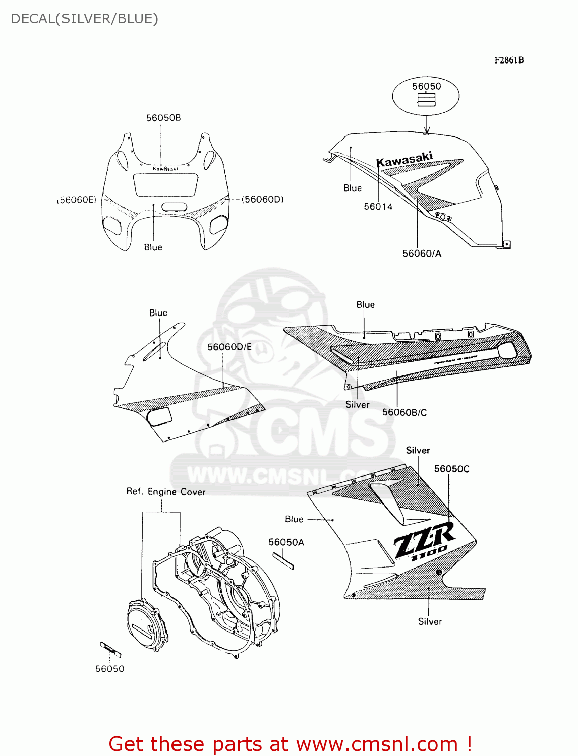 DECAL(SILVER/BLUE) ZX1100C3 ZZR1100 1992 EUROPE UK FR AR FG GR IT NR SD SP ST