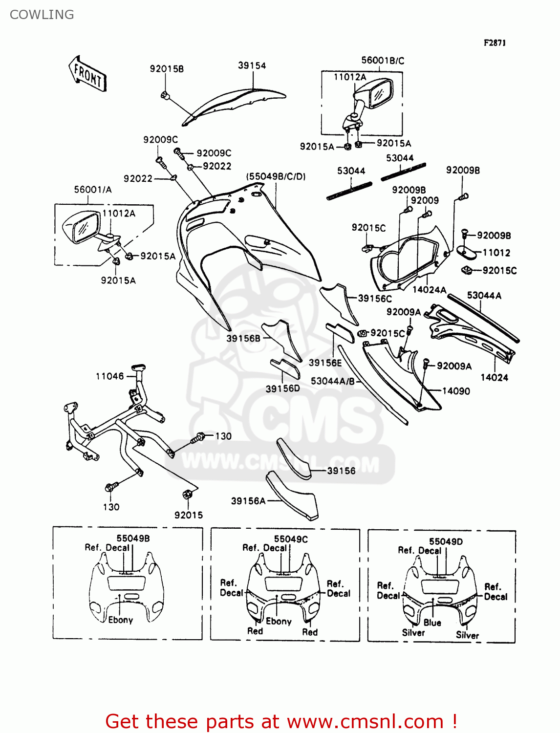 COWLING ZX1100C3 ZZR1100 1992 EUROPE UK FR AR FG GR IT NR SD SP ST