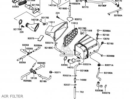 AIR FILTER - ZX1100C3 ZZR1100 1992 EUROPE UK FR AR FG GR IT NR SD SP ST