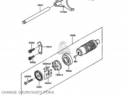 CHANGE DRUM/SHIFT FORK - ZX1100C3 ZZR1100 1992 EUROPE UK FR AR FG GR IT NR SD SP ST