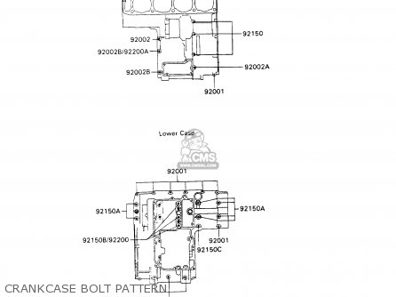 CRANKCASE BOLT PATTERN - ZX1100C3 ZZR1100 1992 EUROPE UK FR AR FG GR IT NR SD SP ST