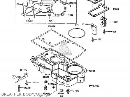 BREATHER BODY/OIL PAN - ZX1100C3 ZZR1100 1992 EUROPE UK FR AR FG GR IT NR SD SP ST