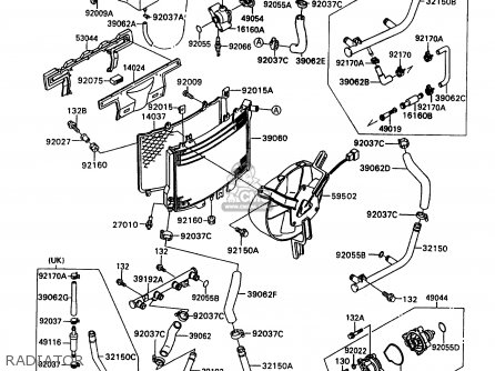 RADIATOR - ZX1100C3 ZZR1100 1992 EUROPE UK FR AR FG GR IT NR SD SP ST