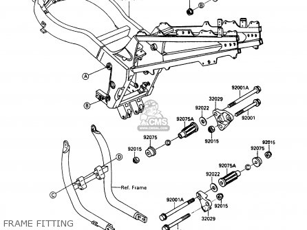 FRAME FITTING - ZX1100C3 ZZR1100 1992 EUROPE UK FR AR FG GR IT NR SD SP ST