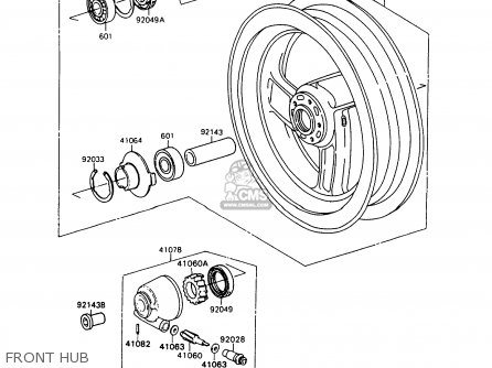 FRONT HUB - ZX1100C3 ZZR1100 1992 EUROPE UK FR AR FG GR IT NR SD SP ST