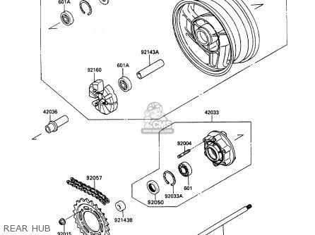 REAR HUB - ZX1100C3 ZZR1100 1992 EUROPE UK FR AR FG GR IT NR SD SP ST