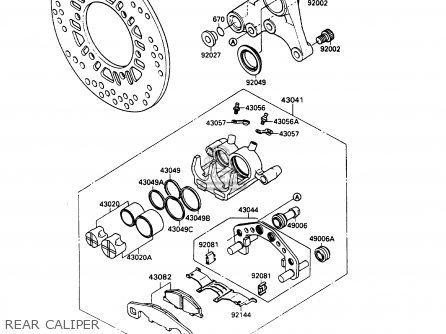 REAR CALIPER - ZX1100C3 ZZR1100 1992 EUROPE UK FR AR FG GR IT NR SD SP ST