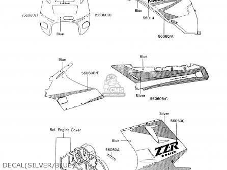 DECAL(SILVER/BLUE) - ZX1100C3 ZZR1100 1992 EUROPE UK FR AR FG GR IT NR SD SP ST
