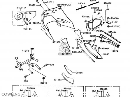 COWLING - ZX1100C3 ZZR1100 1992 EUROPE UK FR AR FG GR IT NR SD SP ST