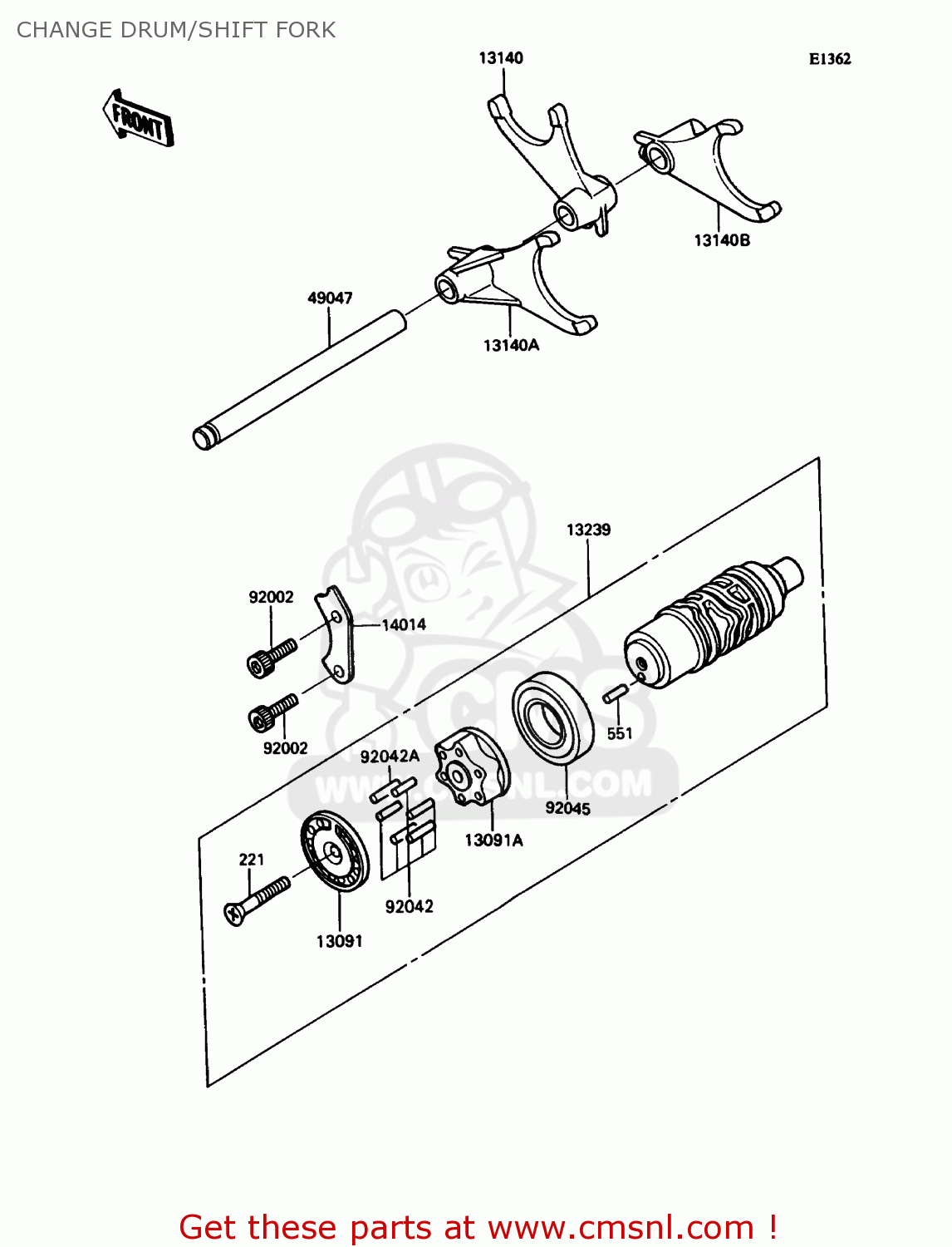 CHANGE DRUM/SHIFT FORK ZX1100C4 ZX11 1993 USA CALIFORNIA CANADA