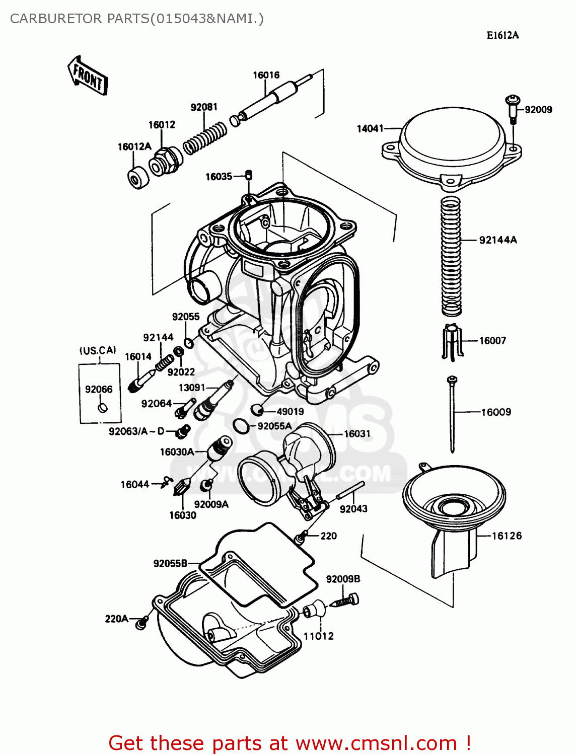 CARBURETOR PARTS(015043&NAMI.) ZX1100C4 ZX11 1993 USA CALIFORNIA CANADA