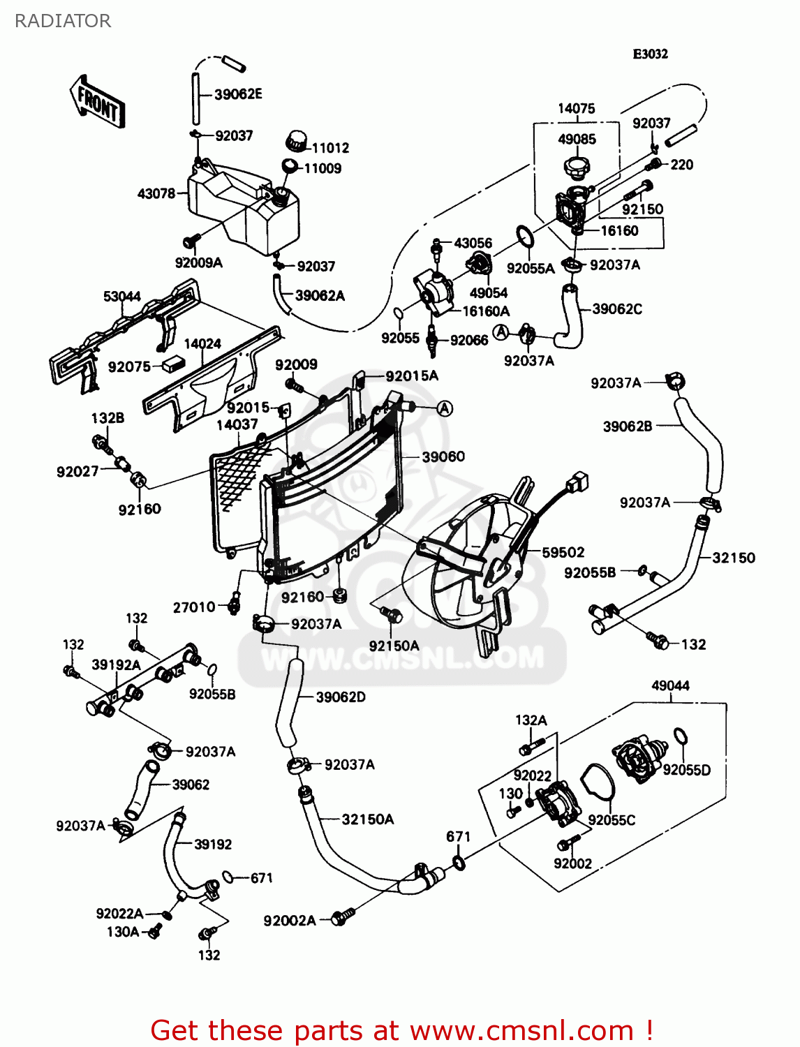 RADIATOR ZX1100C4 ZX11 1993 USA CALIFORNIA CANADA