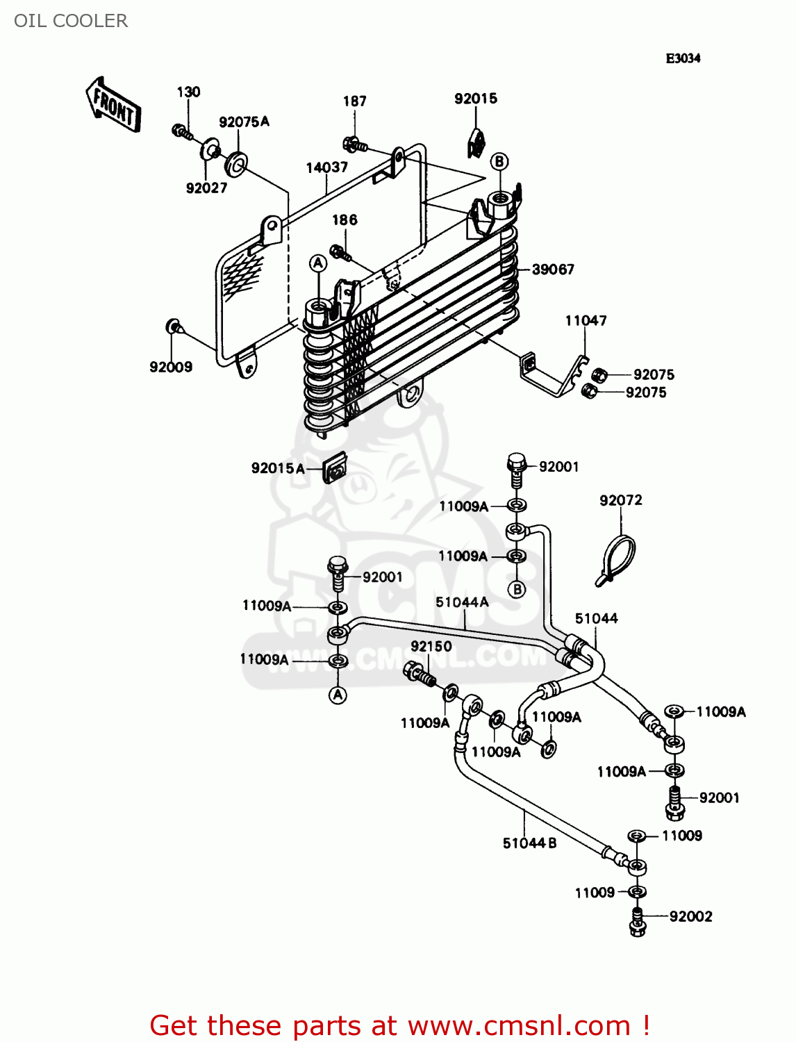 OIL COOLER ZX1100C4 ZX11 1993 USA CALIFORNIA CANADA
