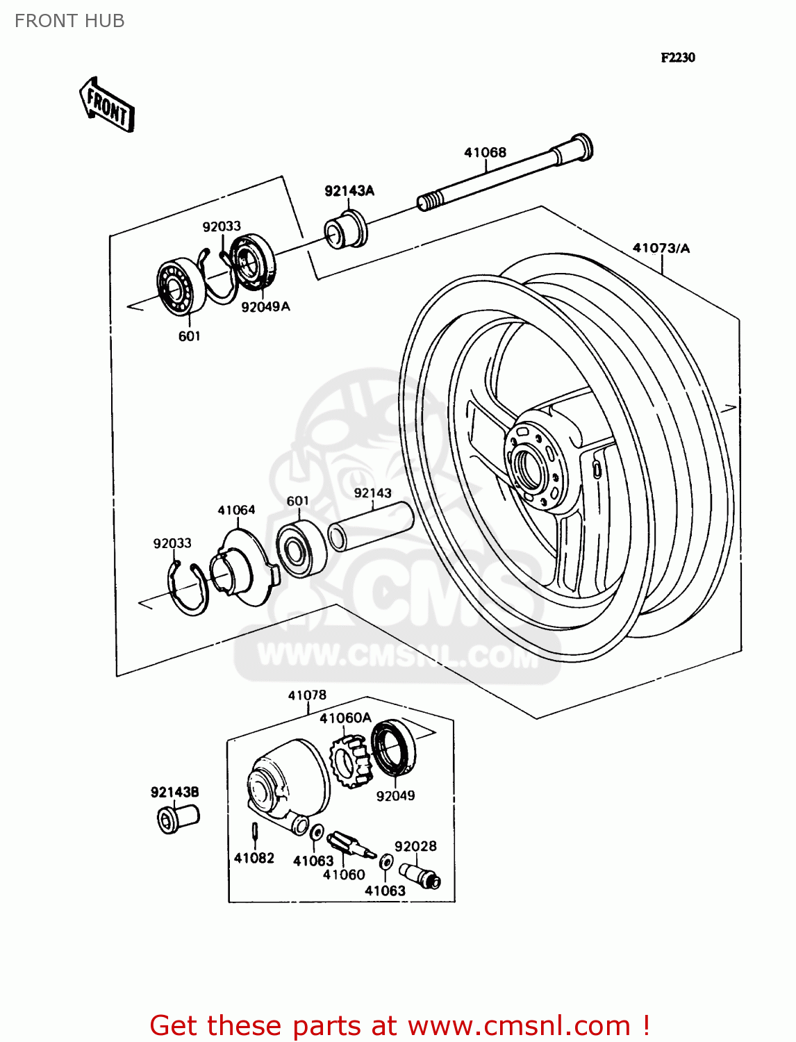 FRONT HUB ZX1100C4 ZX11 1993 USA CALIFORNIA CANADA