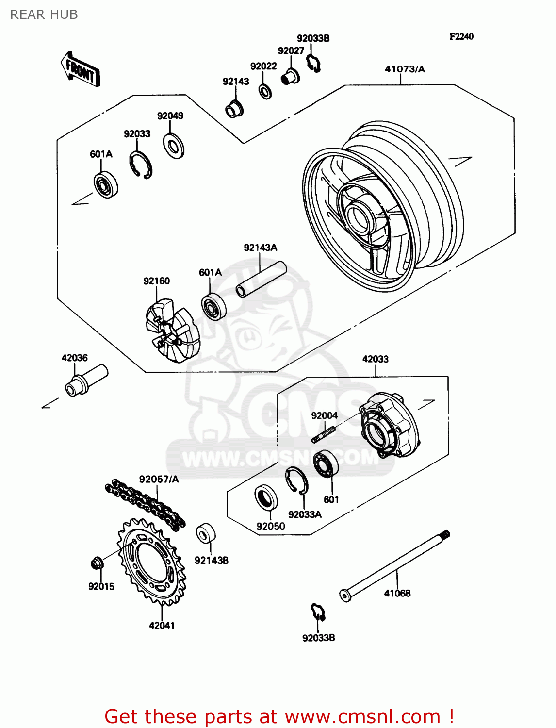 REAR HUB ZX1100C4 ZX11 1993 USA CALIFORNIA CANADA