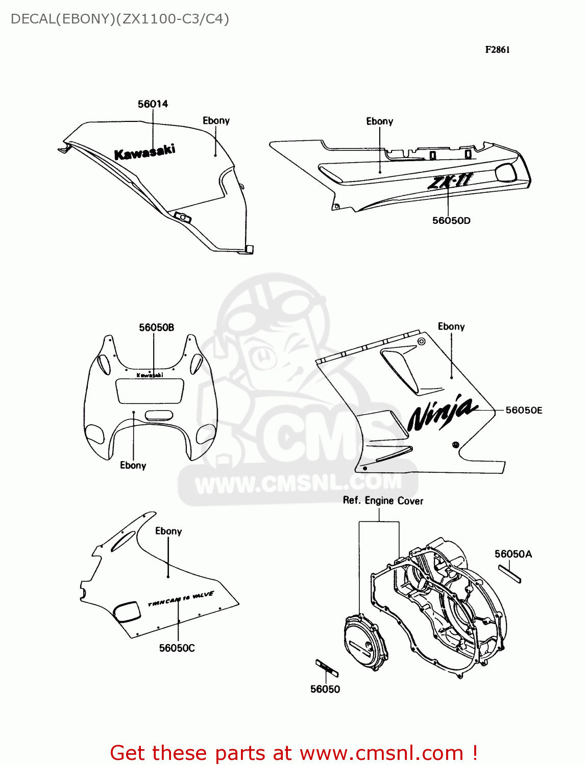 DECAL(EBONY)(ZX1100-C3/C4) ZX1100C4 ZX11 1993 USA CALIFORNIA CANADA
