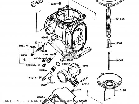 CARBURETOR PARTS(015043&NAMI.) - ZX1100C4 ZX11 1993 USA CALIFORNIA CANADA